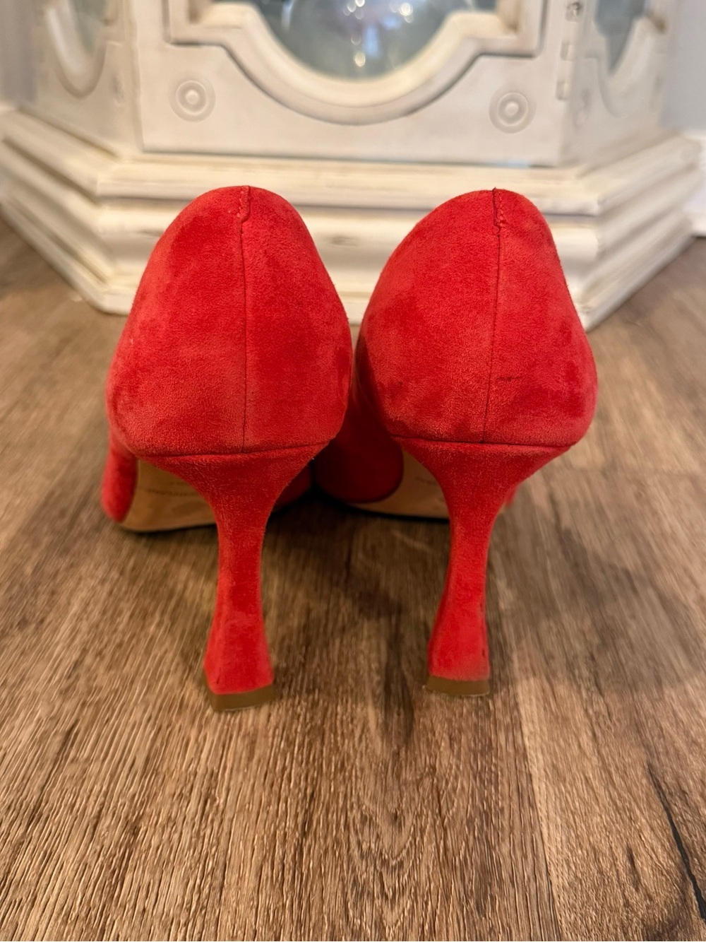 Antonio Melani Siendra Heels Suede Red Rhinestone Buckle Pointed Holiday Sz 7.5 - Picture 4 of 7